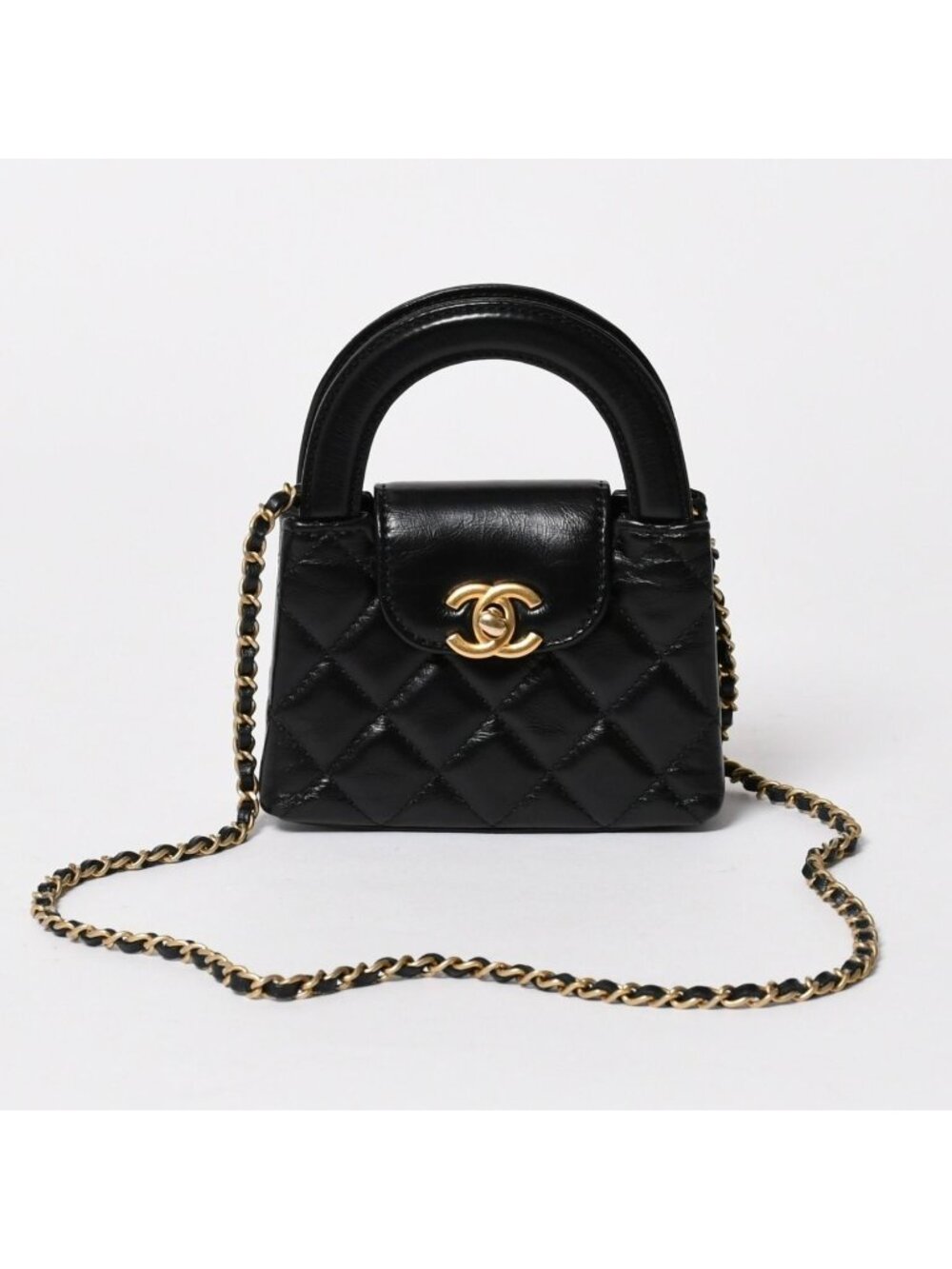 Chanel Mini Shopping Chain Shoulder Bag CC Logo Calfskin